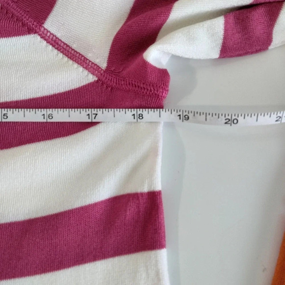 Tommy Bahama Womens M Pink/White Orange Stripe Scoop Neck Pullover TINY FLAW - Picture 7 of 9